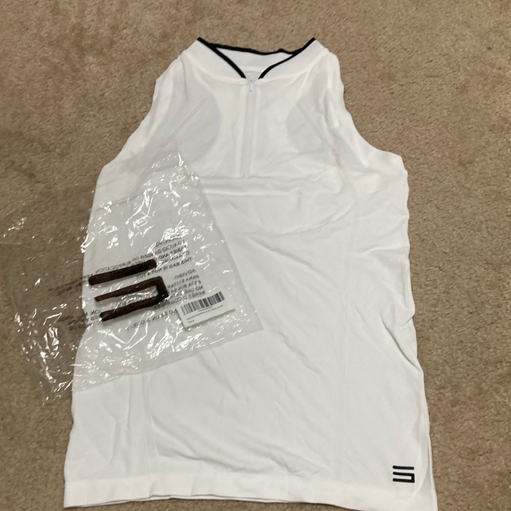 Women’s White Performance Tank Top with Black Trim